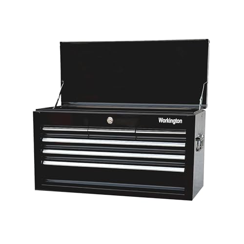 Workington Portable Metal Tool Chest with 6 Drawers, 24' 6-Drawer Tool Chest Cabinet with Ball Bearing Drawer Slides, Steel Tool Storage Box Organizer 4005 Black