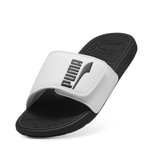 PUMA Sandália masculina Cool Cat 2.0 Slide, Branco/preto, 40