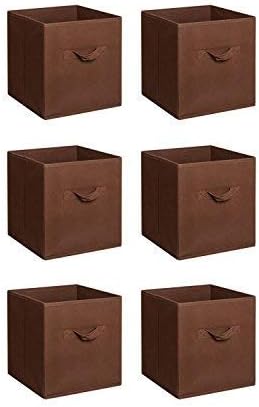 New Home Storage Bins Organizer Fabric Cube Boxes Shelf Basket Drawer Container Unit (6, Purple)