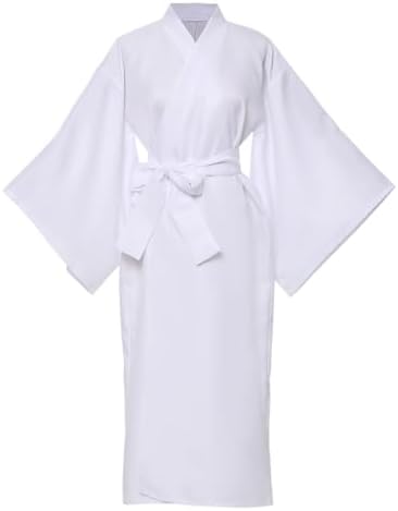 Vrouwen Yukata Robe Japanse Traditionele Kimono Badjas Lange Kimono Robes, Kleur: wit, M