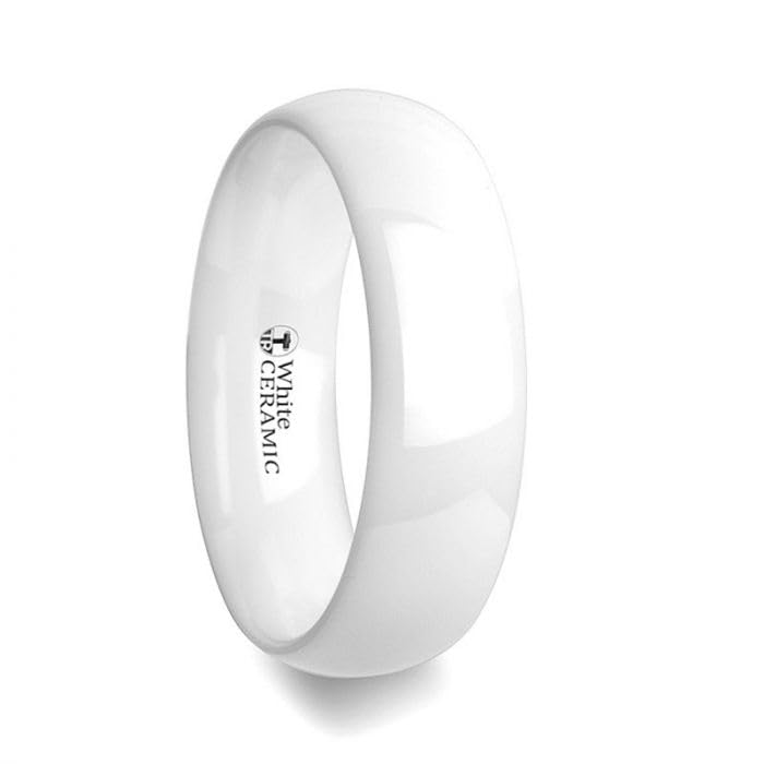 Thorsten IVORY Domed Polish Finished White Ceramic Ring3