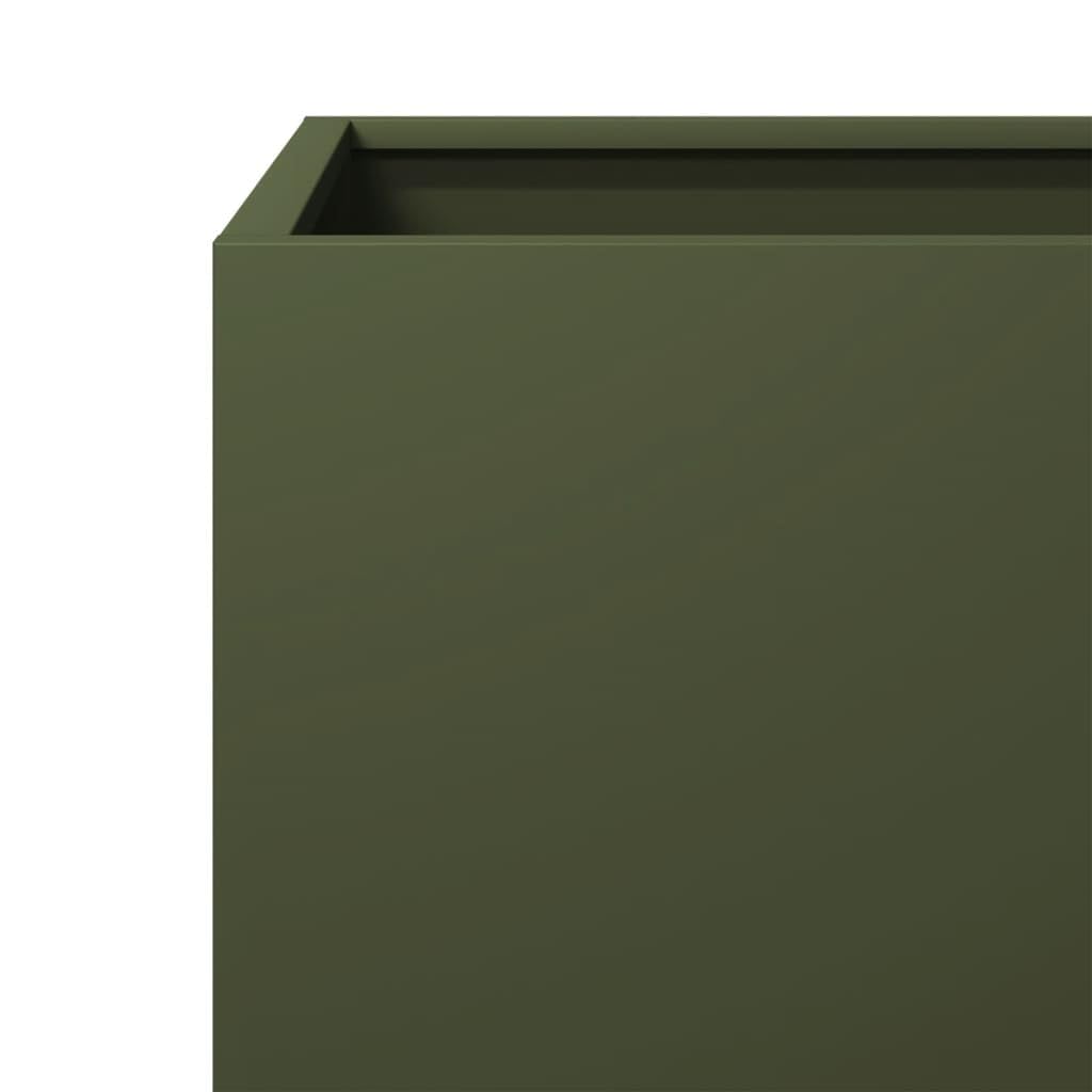 Fioriere 2 pz Verde Oliva 40x40x40 cm Acciaio | Senza fori di drenaggio, protezione contro le erbacce, per balcone patio giardino, resistente alla ruggine