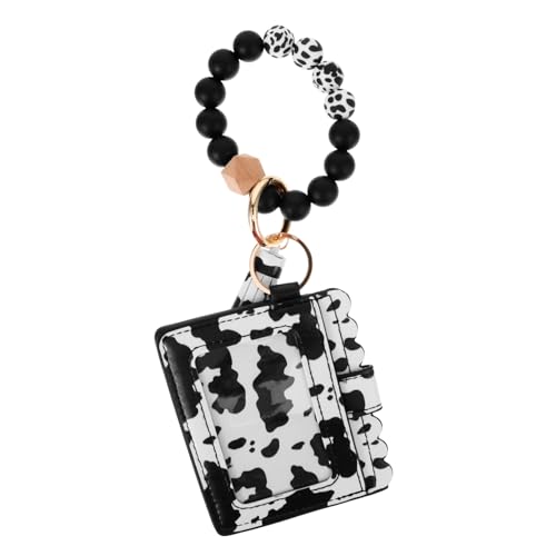 Women's Wallet Wristlet Cow Pattern Beaded Clutch Fashionable Id Case Compact Purse
