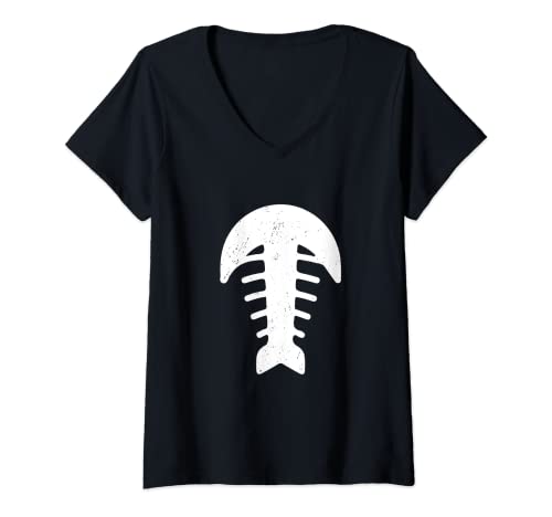 Mujer Trilobite Fishbone Fossil Hunter Funny Paleontólogo Camiseta Cuello V
