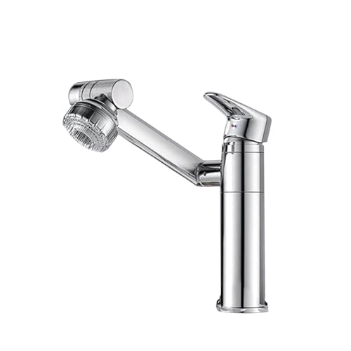 TTDGYYXW Grifo para Lavabo de baño Giratorio de 360°, Mezclador Monomando Negro y Cromado con 2 Modos de Flujo de Agua, Grifo para Lavabo para Uso doméstico y de Cocina