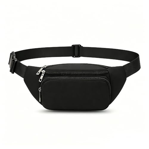 Bauchtasche Herren und Damen | wasserdichte Gürteltasche für Reisen Alltag & Outdoor |Leichte gürteltasche Damen Hüfttasche Outdoor Groß Handytasche Sport Wasserdicht (Schwarz)