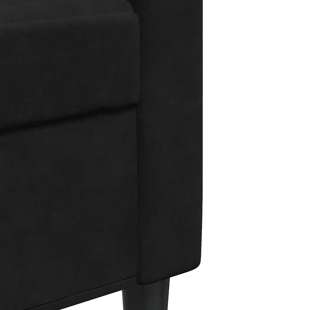 vidaXL 3-TLG. Sofagarnitur mit Kissen Schwarz Samt, Sofa, Samtsofa, Sofa gepolstert, Relaxsofa, Wohnzimmermöbel, Polstersofa, Couch, Lounge Sofa
