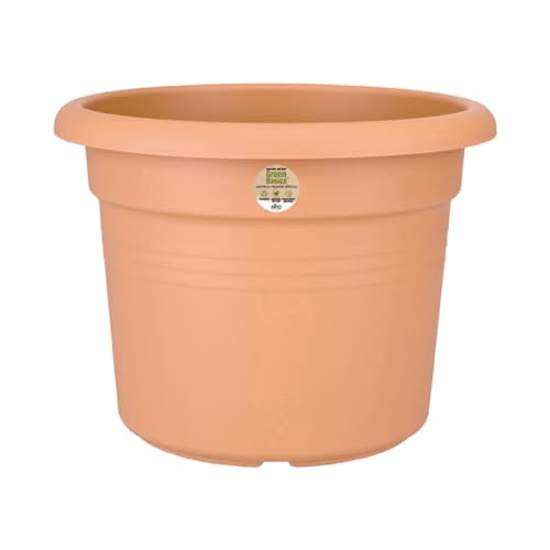 Elho Green Basics Cilinder 30 - Vaso per Esterno - Ø 29.5 x H 22.4 cm - Marrone/Mild Terra