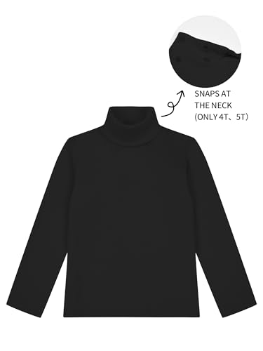 Image of Dreammonkey Girls Long Sleeve Turtleneck T-Shirt Kids Basic High Neck Casual Tee Tops | Size 4-13