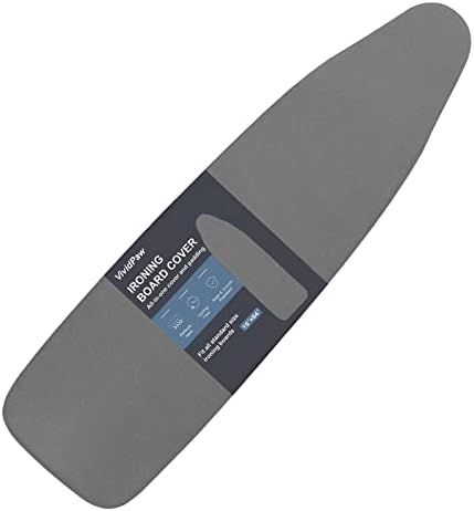VividPaw Ironing Board Cover and Pad, Standard Size 15x54, Thick Padding, Elastic Edge, Silicone Coated, Resist Scorching and Staining, Heavy Duty Iron Board Covers (Silicone Coating-Black, 15" x 54")