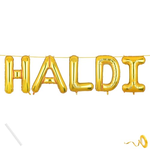 Image of Haldi Banner Gold for Wedding Home Boys Girls Men Women Foil Balloon Decoration Decor Celebration Golden