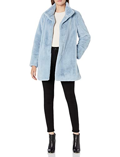 Calvin Klein Womens Chevron Faux Fur Coat, PSE, L