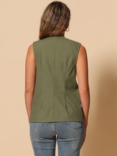 Allegra K Cotton Linen Vest for Women's Casual V Neck Button Down Sleeveless Jacket3