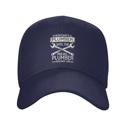 Everyone's A Plumber Until The Real Plumber Shows Up Fashionable Casquette Hat Breathable Adjustable Strap for Comfort Style Navy Blue2