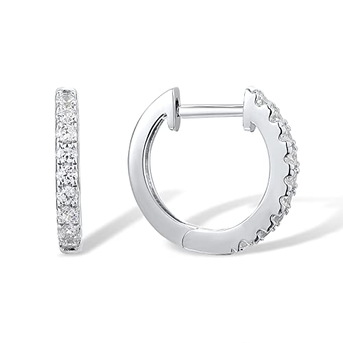 Santuzza 925 Sterling Silver Huggie Hoop Earrings Cubic Zirconia Small Cuff Pierced Earring2