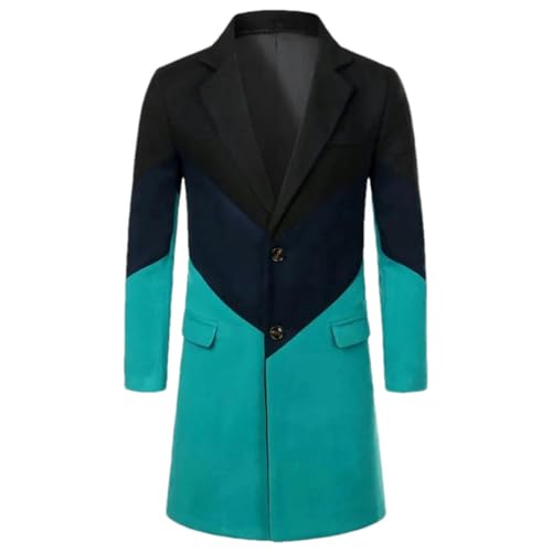 Manteau long épissé homme en laine droite épaisse pour automne et hiver