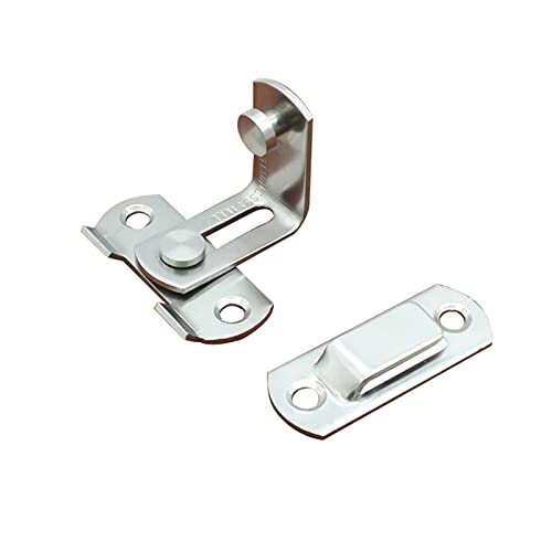 Qagazine Loquet de porte coulissante à 90 degrés en acier inoxydable - Verrou de sécurité pour porte coulissante de grange - Angle droit - Incurvé - Empêche la corrosion Cover