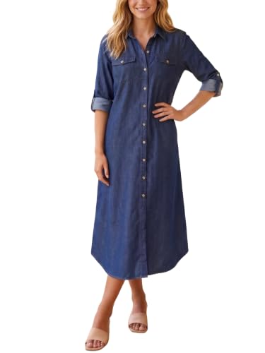 Image of Kuraki Women's Casual Print Button Front Maxi Shirt Dress