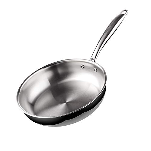 Cook N Home 2682 Tri-Ply Clad Stainless Steel Skillet Saute Fry Pan 10-inch silver