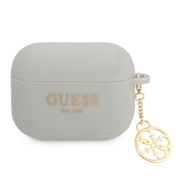Guess GUAPLSC4EG Coque pour AirPods Pro Cover Gris/Gris Silicone Charm 4G Collection