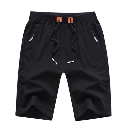 FoxQ Mens Casual Drawstring Shorts with Zipper Pockets Elastic Waist