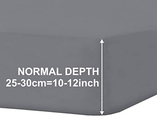 bemode Drap-Housse uni de Couleur Unie Facile d'entretien pour lit Simple, Petit Double, Super King Size (Gris - King) Cover
