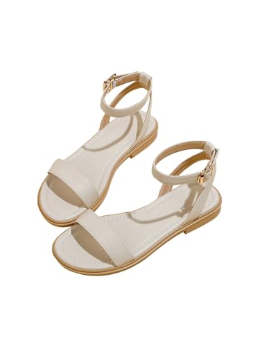 GORGLITTER Women's Strappy Ankle Strap Flat Sandals Dressy Open Toe Vacation Comfy Sandal Flats