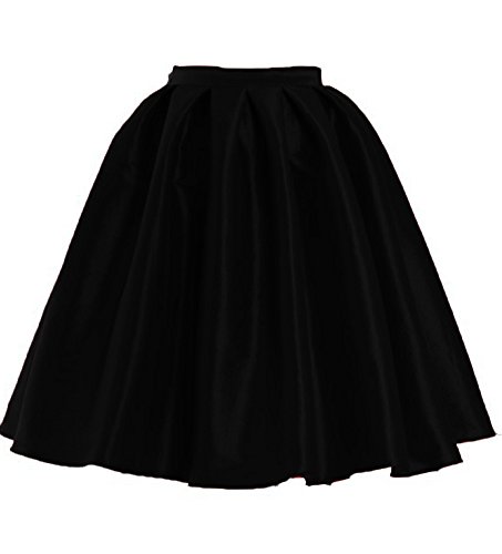 Omela Damen Kurz Faltenrock Skater Tellerrock Hohe Taille Rock (Schwarz, 54) Cover