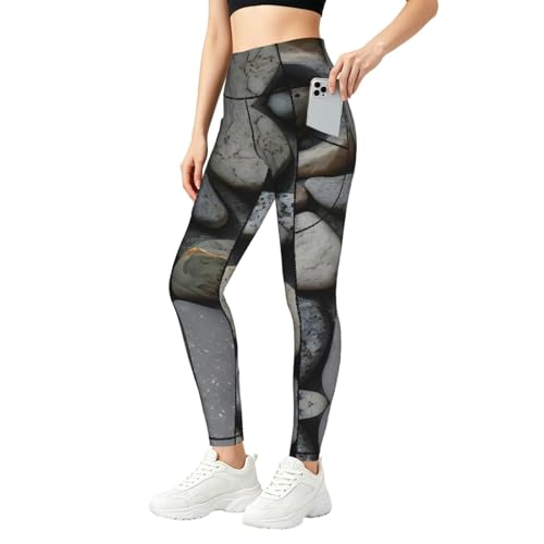 Leggings de yoga de cintura alta pantalones para correr estampado guijarros