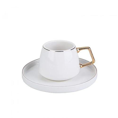 Miniatura 3 de Karaca Saturn - Juego De 2 Tazas De Café Turco, Incluye 4 Piezas, Juego De Tazas De Espresso De 3 Onzas, Tazas De Espresso Pequeñas Y Platillos, Juego De 2 Tazas Demitasse Con Mango Dorado En