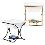 PartyKindom 2 Stück Keramik Ölbrenner mit Eisenrahmen Aromatherapie Wachsschmelzer Teelichthalter...