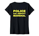donna polizia us vice maresciallo usms back stampa stati uniti usa maglietta con collo a v