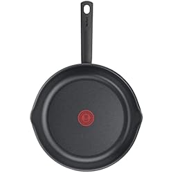 Tefal Day By Day On Sartén 24 cm con antiadherente de titanio, picos vertedores, Thermo-Signal, base difusora, forma profunda, apta para gas, vitrocerámica y eléctricas, no apto para inducción