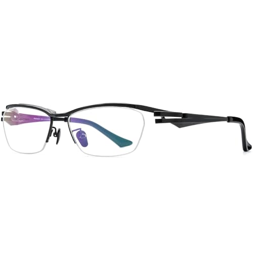 Image of FONEX Pure Titanium Glasses Frame Men Semi Rimless Square Eyeglasses Eyewear DTX416