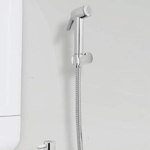 Image of Wall Mounted Hook | Multi-Purpose Health Faucet Holder | Hand Shower Bracket for Bathroom | PVC Material | Shower Arm Holder for Kitchen, Toilet, Utility - Universal Fit (2, Free)