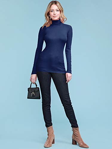 Image of Lock and Love Women's Turtleneck Top Lightweight Long Sleeve Slim Fit Pullover, Soft Rayon Stretch Layering Basic, S-3XL