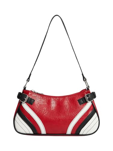 Verdusa Women's Punk Colorblock PU Leather Shoulder Bag Top Handle Underarm Bag