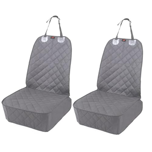 Image of HONEST OUTFITTERS Dog Car Seat Cover 2 Pack, Waterproof Front Seat Car Cover for Cars, Trucks, and Suvs, Pet Front Cover for Cars, Nonslip Dog Seat Cover Grey