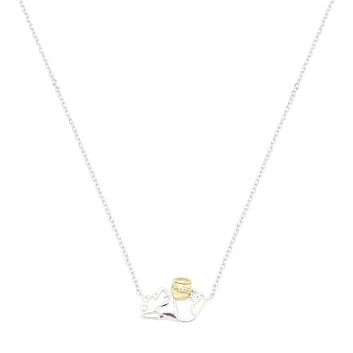 Disney Winnie-the-Pooh Two-Tone Open Pendant Necklace Officially Licensed | Brass with Sterling Silver Plate | Pendant Necklaces | 16in Length + 2in Extender