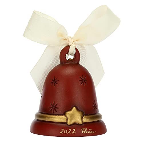 THUN - Limited Edition 2022 - Red Ceramic Bell Decorated by Hand with Iconic Angel with Star Idea 2022 - Diameter 7 cm, 8 cm H - Image 2