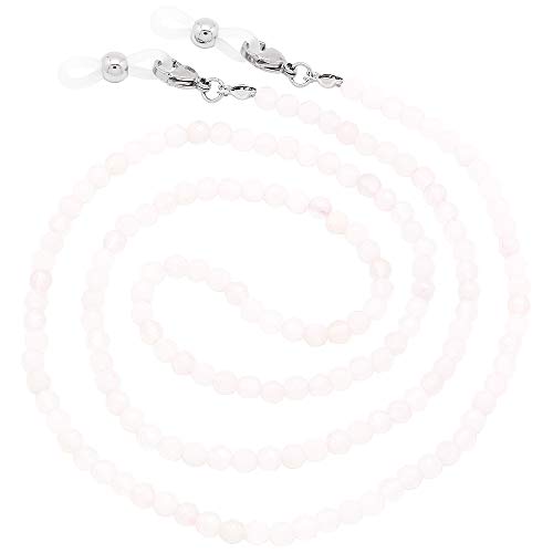 KAI Top Eyeglass Chain Sunglass Chain Fashion Natural Stone Beaded Mask Lanyard Chain Face Mask Holder Chain for Women Men, Pink Quartz Frosted, universal