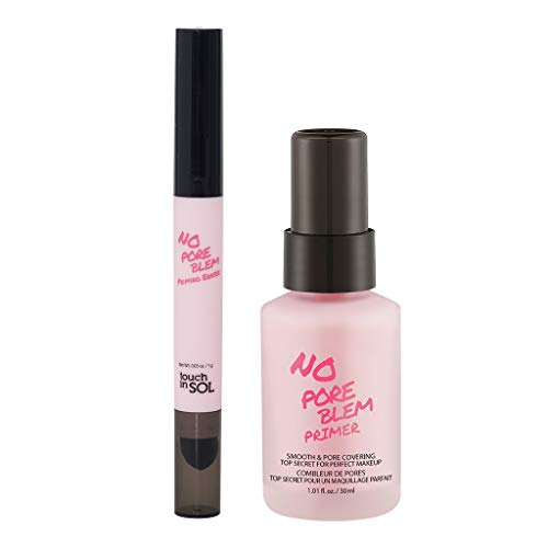 TOUCH IN SOL No Pore Blem Primer 1.01 fl.oz(30ml) + Priming Eraser Set/Face Makeup Primer, Big Pores Perfect Cover, Skin Flawless and Glowing, Long Lasting Makeup's Staying