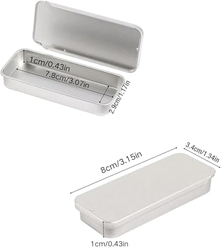 Image of Mini Rectangular Tin Containers with Slide Top - Portable Metal Storage Boxes for Crafts, DIY Lip Balms, Solid Perfumes - Empty Tinplate Push Cases, 80x34x10mm, White