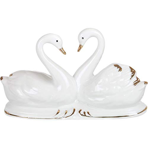 Lefard 4 inch Feng Shui White Swans- Hand Crafted and Decorated Fine Chinese Porcelain, Figurine 149-018