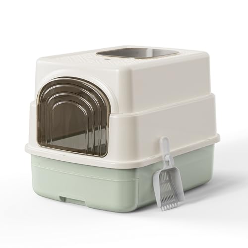 Caja de arena para gatos con tapa y pala, cerrada sin fugas miniatura 2