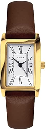 Sekonda Classic Ladies Quartz Watch with White Dial Analogue Display and Brown Strap 40336