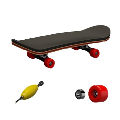 Mini Patineta De Dedos, Tabla De Arce De 5 Capas, Incluye Destornillador para Mejorar La ConcentracióN Y Fomentar El InteréS, Compacta Y PortáTil, Apta para Todas Las Edades (Rouge)