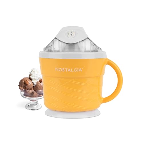 Nostalgia Electric Ice Cream Maker - Old Fashioned Soft Serve Ice Cream Machine Makes Frozen Yogurt or Gelato in Minutes - Fun Kitchen Appliance - Modern Style - Tan - 1.5 Quart