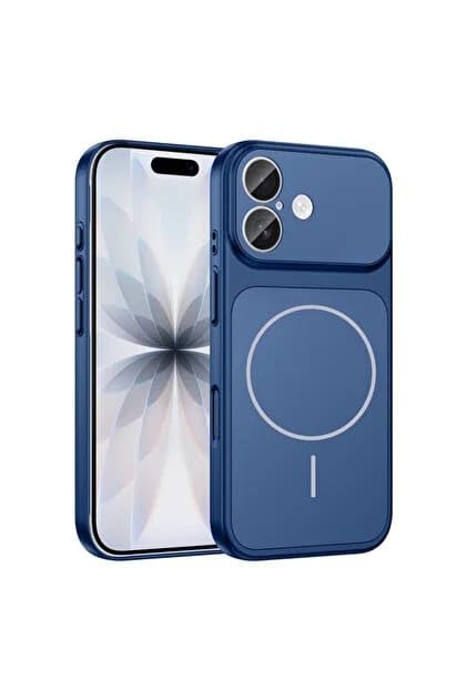 Image of for iPhone |Convert to 17 pro /17 Pro Max Style Premium Back Glass Converter Cover Magnetic Case (Blue, for iPhone 16 Plus)