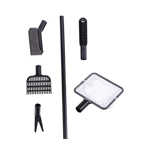 Happyyami 4-in-1 Aquarium Cleaning Kit Fish Tank Brush Set Disassembly Tank Cleaner Gravel Rake Easy to Use Install for Betta Fish Tanks